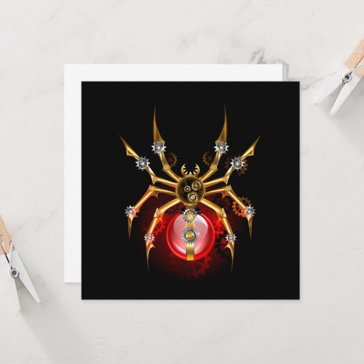 Carte Steampunk spider on black (Devant/Arrière en situation)