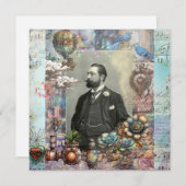 Carte Steampunk Victorian Man et son rêve Merci (Devant / Derrière)