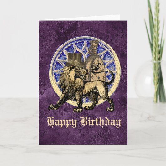 Carte Steampunk Voyageurs Lion Personnalisable Anniversa (Devant)