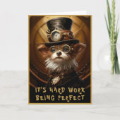 Carte Steampunk Yorkie Chien Personnalisé Nom Salutation (Devant)