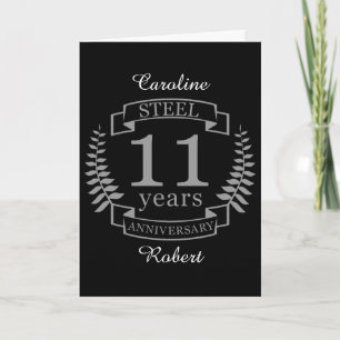 Carte Steel Eleventh wedding anniversary 11 ans