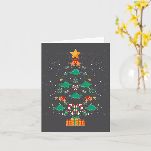Carte Stegosaurus Dinosaur Christmas Tree Xmas Long Slee (Fleur jaune)