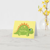 Carte Stegosaurus Dinosaur Merci de fête d'anniversaire (Fleur jaune)