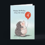 Carte Step Brother 4Birthday mignon Hérisson<br><div class="desc">Félicitez et surprenez votre beau-frère avec cette carte que vous devriez lui offrir une fois qu'il fêtera son 4e anniversaire. Il sera amusant pour lui de voir un hérisson mignon et adorable qui tient un ballon rouge sur le devant de cette carte.</div>