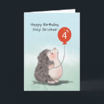 Carte Step Brother 4Birthday mignon Hérisson<br><div class="desc">Félicitez et surprenez votre beau-frère avec cette carte que vous devriez lui offrir une fois qu'il fêtera son 4e anniversaire. Il sera amusant pour lui de voir un hérisson mignon et adorable qui tient un ballon rouge sur le devant de cette carte.</div>