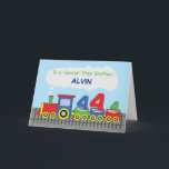 Carte Step Brother 4th Birthday Train coloré sur la voie<br><div class="desc">Il aura bientôt quatre ans,  votre frère pas à pas. Ce serait donc une excellente idée pour vous de commander une copie de cette carte dès maintenant afin que vous puissiez éviter la ruée et être en mesure de lui donner ceci dès que la célébration commence.</div>
