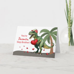 Carte Step Brother Valentine Dinosaur Casquette et Coeur