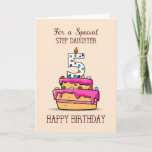 Carte Step Daughter 5th Birthday, 5 on Sweet Pink Cake<br><div class="desc">A big number 5 candle is sitting atop a beautiful pink cake that is covered with colorful sweet candies is on the front of this card. Send this cute card now to your step daughter celebrating her 5th birthday. Make her know she is special to you.</div>
