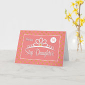 Carte Step Fille 14e anniversaire avec des points couron (Fleur jaune)