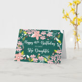 Carte Step Fille 40e anniversaire Fleurs vertes (Fleur jaune)