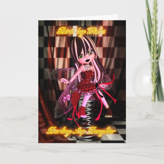 Carte Step Fille anniversaire avec Lune Cutie Pie Goth (Devant)
