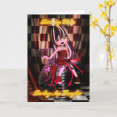 Carte Step Fille anniversaire avec Lune Cutie Pie Goth (Fleur jaune)