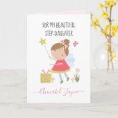 Carte Step Fille anniversaire fée filles rose whimsical (Fleur jaune)