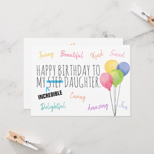 Carte Step Fille Anniversaire, Vous Êtes Incroyable ! (Devant/Arrière en situation)