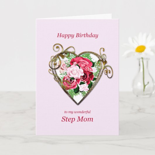 Carte Step Maman Anniversaire Antique Roses peints (Petite plante)