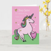 Carte Step Sister Magical Unicorn Saint Valentin (Fleur jaune)