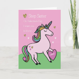 Carte Step Sister Magical Unicorn Saint Valentin