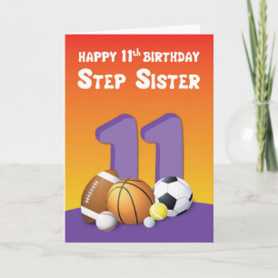 Carte Step Soeur 11e anniversaire Balles de sport
