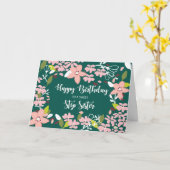 Carte Step Soeur Fleurs vertes d'anniversaire (Fleur jaune)