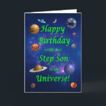 Carte Step Son Anniversaire meilleur dans l'univers<br><div class="desc">Offrez à votre pas d'amour de l'espace fils la meilleure carte d'anniversaire jamais! Dites à votre fils de pas qu'il est le meilleur de l'univers. Une scène spatiale avec toutes les planètes et la lune s'alignant pour souhaiter un joyeux anniversaire.</div>