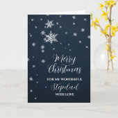 Carte Stepdad moderne neige Joyeux Noël (Fleur jaune)