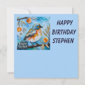 Carte STEPHEN ~ Joyeux anniversaire ~ Oiseau dans l'arbr (Dos)