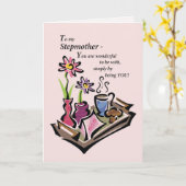 Carte StepMom, Fête des mères, Petit-déjeuner en lit, ro (Fleur jaune)