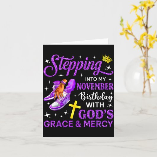 Carte Stepng Into My November Birthday Queen Sneakers Gi (Fleur jaune)