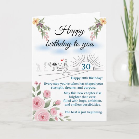 Carte Stepping Into 30 – A Journey of Hope Birthday (Devant)
