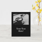 Carte Stethoscope Médicale, noir et blanc (Fleur jaune)