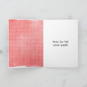 Carte Stick Anniversaire En vichy fille avec ballons rou (Intérieur)