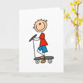 Carte Stick Boy sur Scooter (Fleur jaune)