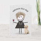 Carte Stick Figure Anniversaire fille avec chien (Devant)