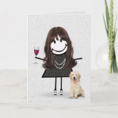 Carte Stick Figure Anniversaire fille avec chien (Devant)