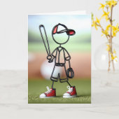 Carte Stick Figure Baseball Player (Fleur jaune)
