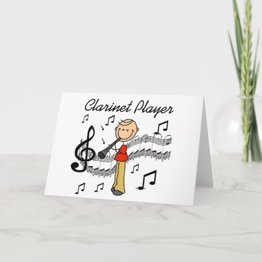 Carte Stick Figure Clarinet Lecteur Tshirts et cadeaux (Devant)