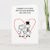 Carte Stick Figure Couple Wedding Day Félicitations (Devant)