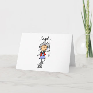 Carte Stick Figure Cowgirl with Lasso Card