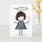 Carte Stick Figure Fête des Mères Fille pour Stepmaman (Fleur jaune)