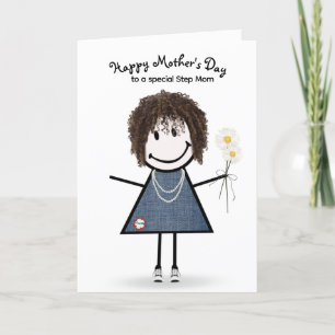 Carte Stick Figure Fête des Mères Fille pour Stepmaman