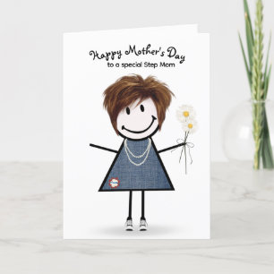 Carte Stick Figure Fête des Mères Fille pour Stepmaman