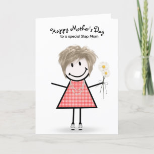 Carte Stick Figure Fête des Mères Fille pour Stepmaman