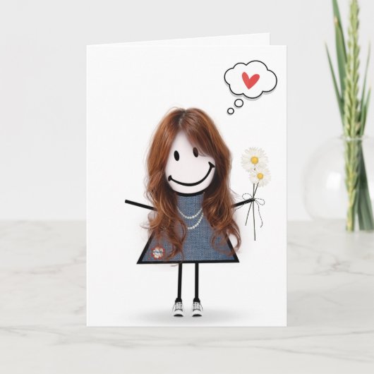 Carte Stick Figure Girl Thinking of You (Devant)