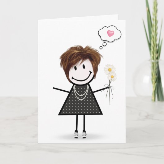 Carte Stick Figure Girl Thinking of You (Devant)