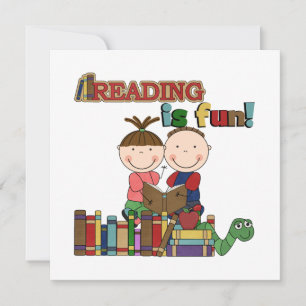 Carte Stick Figure Kids Reading is Fun