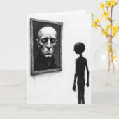 Carte Stick Figure Staring at a Bald Man Portrait (Fleur jaune)