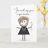 Carte Stick Girl d'anniversaire avec Daisy Bouquet (Fleur jaune)