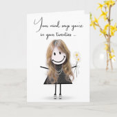 Carte Stick Girl d'anniversaire avec Daisy Bouquet (Fleur jaune)