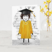 Carte Stick Girl Graduate avec cheveux et diplôme (Fleur jaune)