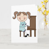 Carte Stick Girl Jouer Piano (Fleur jaune)